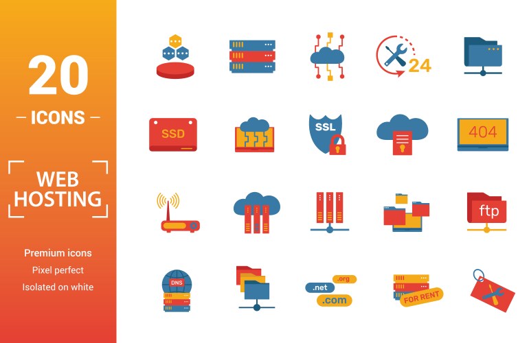 Web hosting icon set include creative elements vector image