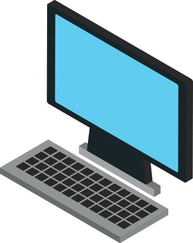 Computer desktop display with keyboard vector image