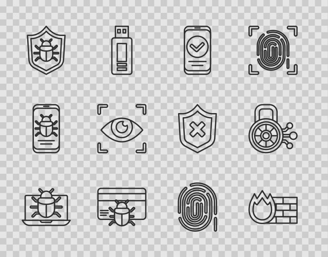 Set line system bug on monitor firewall security vector image