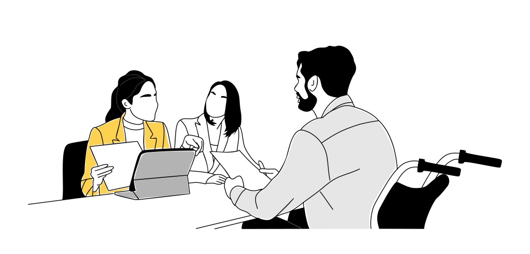 Hr manager having job interview with candidate Vector Image