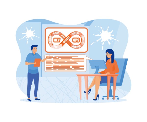 Team of programmer concept with devops software vector image