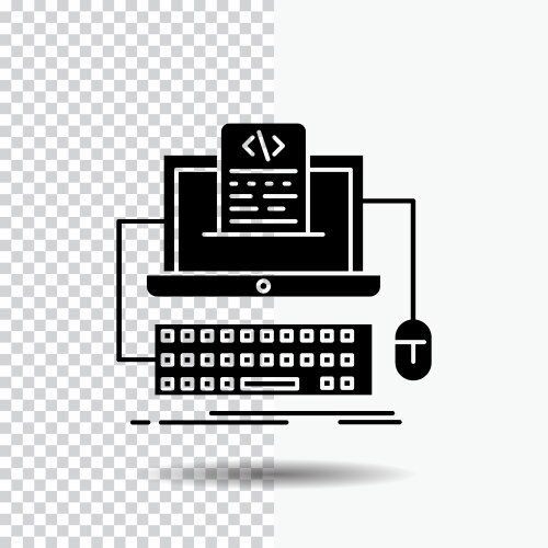 Code coding computer monoblock screen glyph icon vector image
