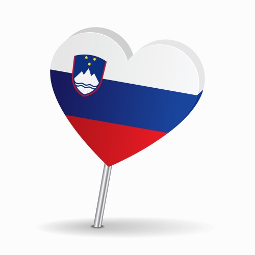 Slovenian flag heart-shaped map pointer layout vector image