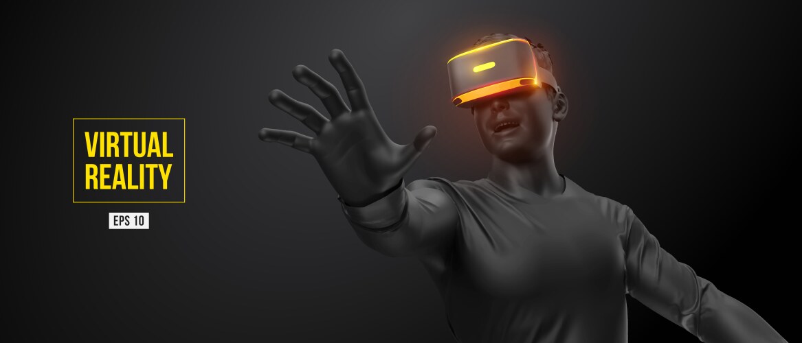 Vr headset technology man wearing virtual reality Vector Image