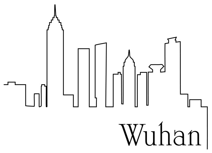 wuhan city one line drawing vector