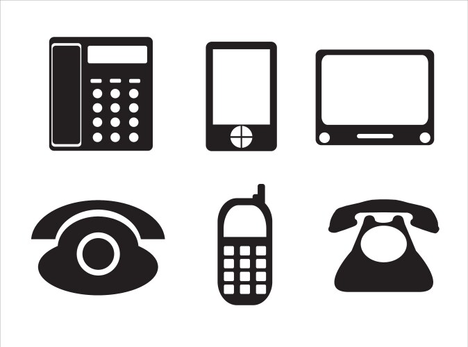 Desk phone icon silhouette style Royalty Free Vector Image