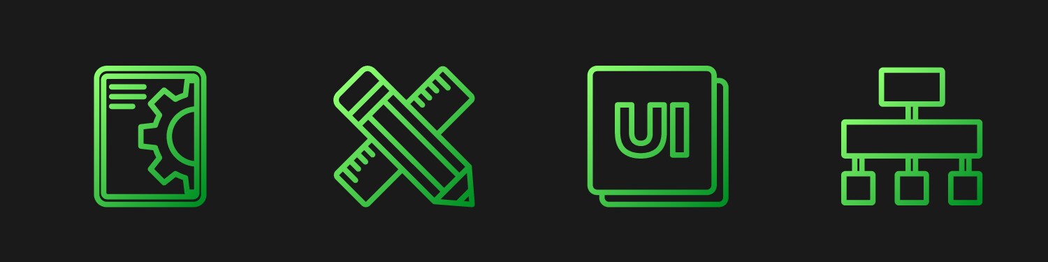 Set line ui or ux design web development crossed vector image