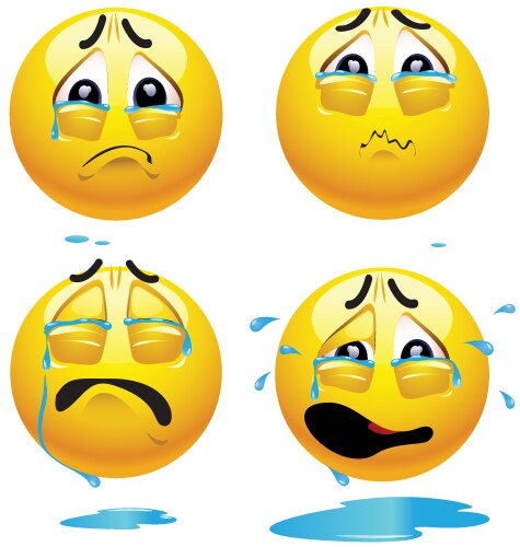 Sad Crying Emoticon Royalty Free Vector Image Vectorstock
