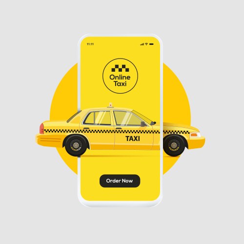 online taxi ordering service banner design yellow vector image