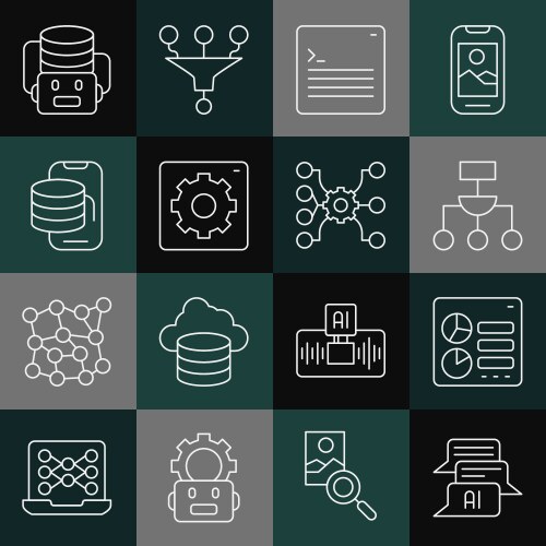 Set line chat bot computer api interface vector image