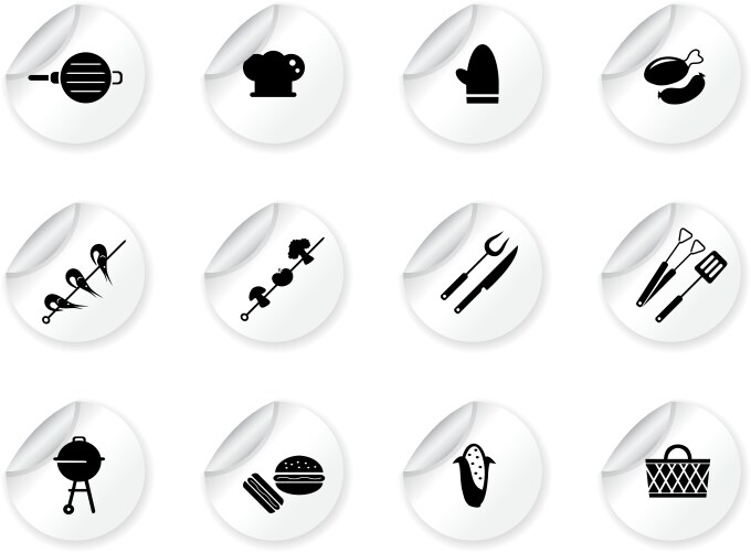 Grilling Sticker Icons Vector Image