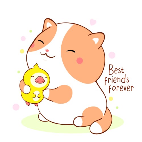 Best friends forever cute fat kitten hugs Vector Image