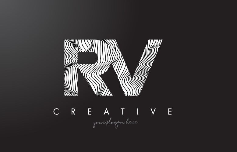 Rv r v letter logo with zebra lines texture Vector Image