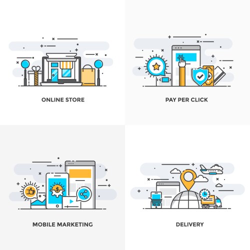 Flat line designed concepts 4 Royalty Free Vector Image