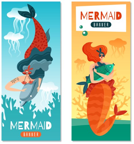 mermaids life banners vector image