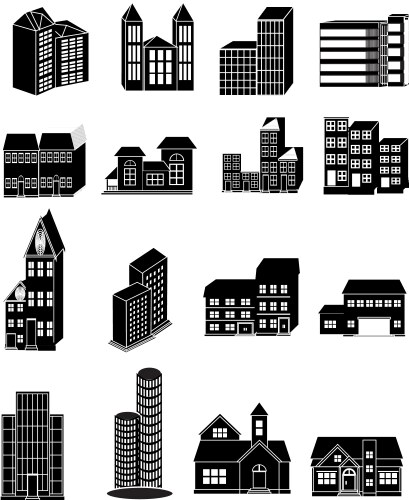 Buildings icon in perspective cityscape Royalty Free Vector