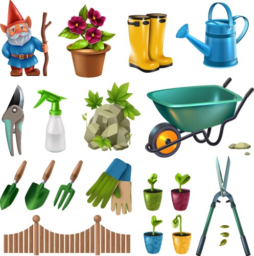 Spring garden tools Royalty Free Vector Image - VectorStock
