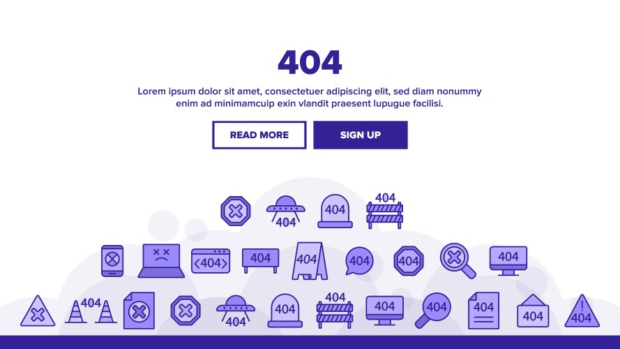 404 http error message linear icons set vector image