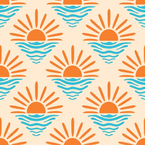 Sea sunset seamless pattern summer beach Vector Image