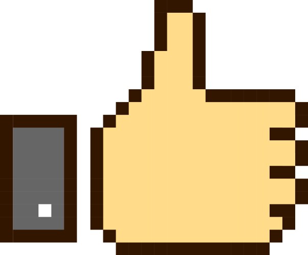 thumb up pixel art cartoon retro game style vector image