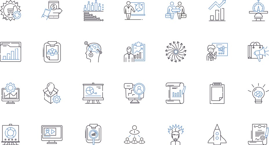 Plotting and scheming line icons collection vector image