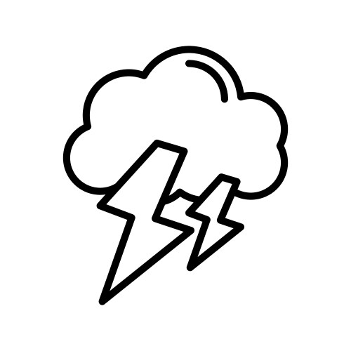 Thunder lightning icon outline collection in black