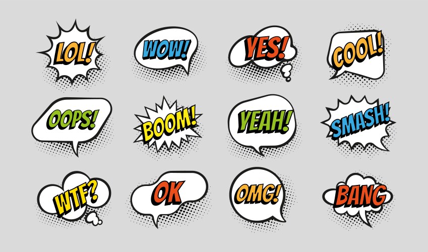 Comic speech chat bubble pop art style omg Vector Image
