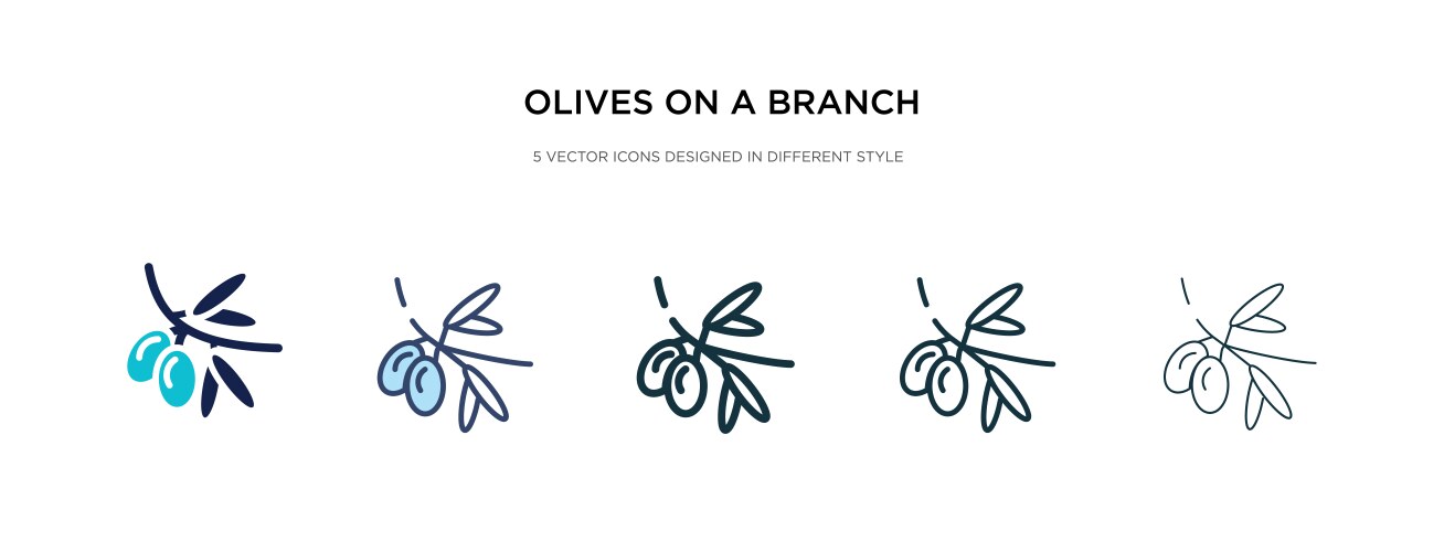 Olives on a branch icon in different style two vector image