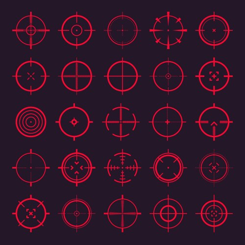Crosshair gun sight icons bullseye red vector image