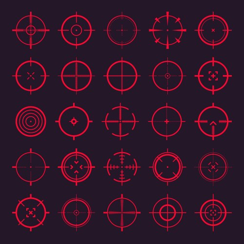 Crosshair gun sight icons bullseye red vector image