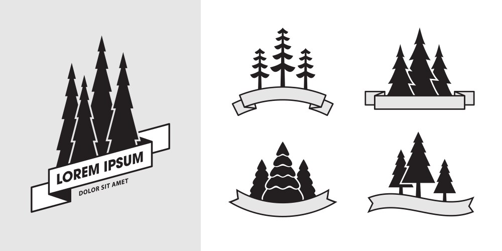 Silhouette pine trees logo icon design image Vector Image