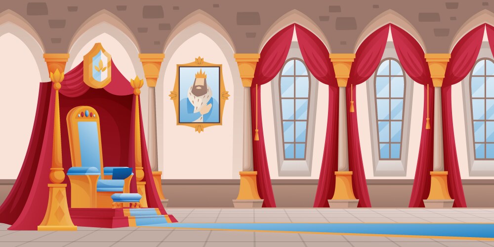 castle room with throne background royal kingdom vector image