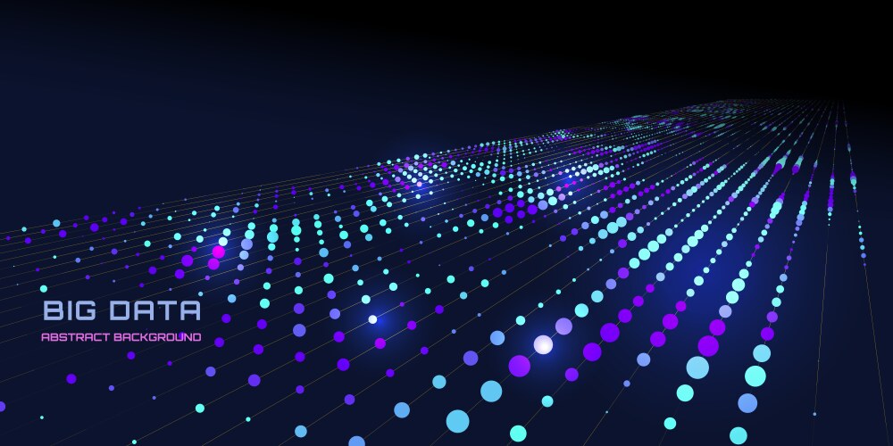 Abstract big data array color dots binary code vector image