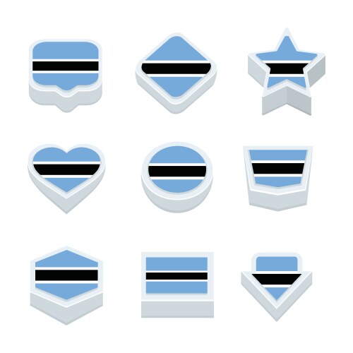 Botswana flags icons and button set nine styles vector image