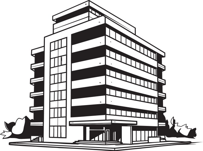 Ebony Urban Skyline Blueprint Multifloor Building Vector Image