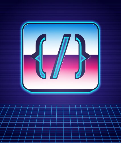 Retro style programming language syntax icon vector image