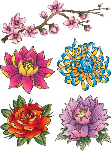 Tattoo flash set Royalty Free Vector Image - VectorStock