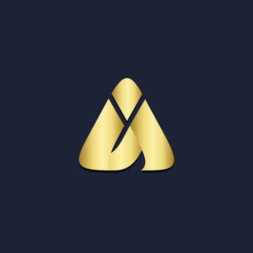 A letter triangle pyramid shape gold logo Vector Image