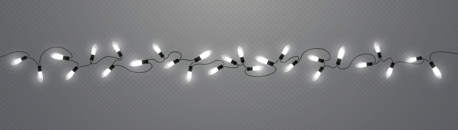 christmas lamp white light bulbs glow garland vector image