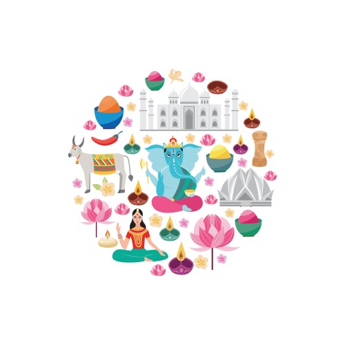 Diwali Hindu Gods & Symbols Vector Image
