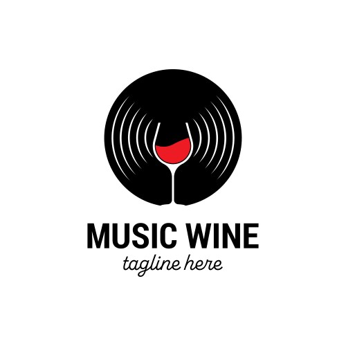 Vinyl & Wine Logo Template Vector Image