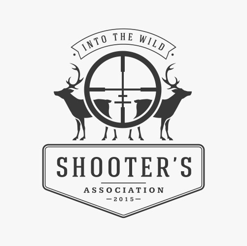 Association hunters with deer in sight logo Vector Image