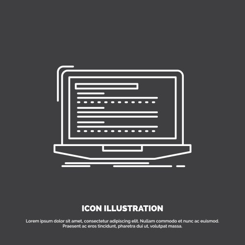 Code coding computer monoblock laptop icon line vector image
