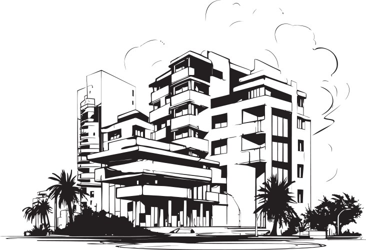 Ebony Urban Development Design Building Royalty Free Vector