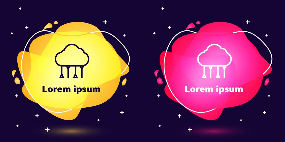 Set line network cloud connection icon isolated vector image