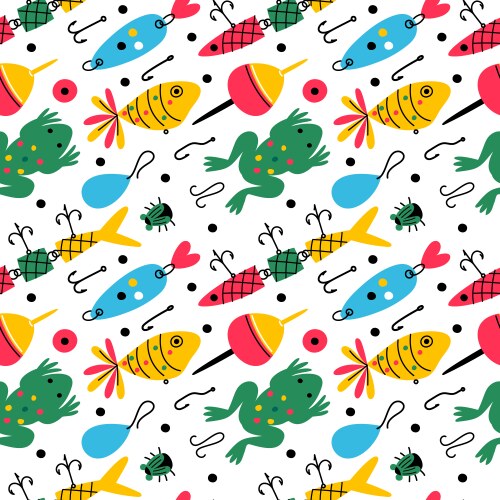 Seamless fishing bait pattern colorful different Vector Image