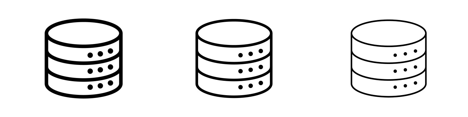 Database icons in three different stroke lines vector image