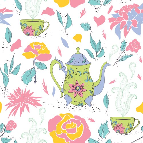 Tea party seamless pattern Vector Image