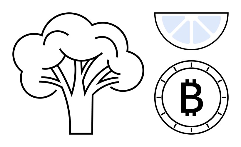 Tree lemon slice and bitcoin symbol vector image