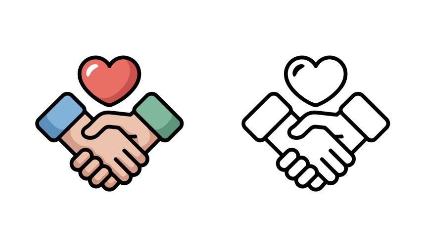 Heart Handshake Icon - Trust & Connection Vector Image